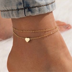 Gold layered heart ankle bracelet
